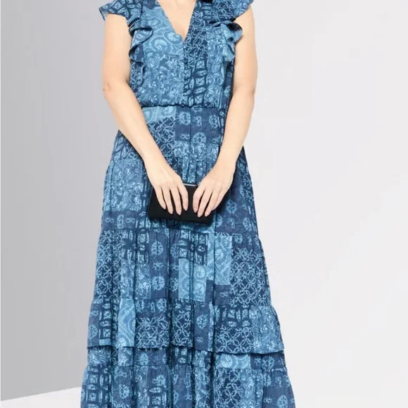 Lauren Ralph Lauren Blue Patterned Maxi Dress - Picture 12 of 12